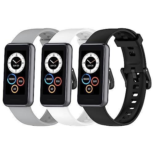 SMYAOSI Armband für Realme Band 2, Silikon Sport Uhrenarmband Replacement Fitness Wechselarmband für Realme Band 2 Smartband Strap, Männer Frauen Armbänder (Schwarz+Weiß+Grau) von SMYAOSI