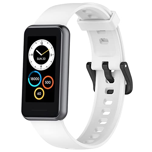 SMYAOSI Armband für Realme Band 2, Silikon Sport Uhrenarmband Replacement Fitness Wechselarmband für Realme Band 2 Smartband Strap, Männer Frauen Armbänder (Weiß) von SMYAOSI