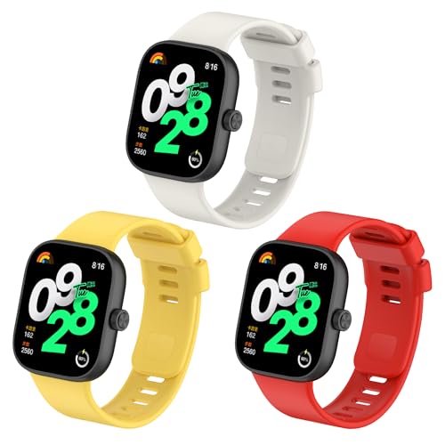 SMYAOSI Armband für Xiaomi Redmi Watch 4, Männer Frauen Armbänder, Silikon Sport Uhrenarmband Replacement Fitness Wechselarmband für Xiaomi Redmi Watch 4/Xiaomi Band 8 Pro (Gold+Gelb+Rot) von SMYAOSI