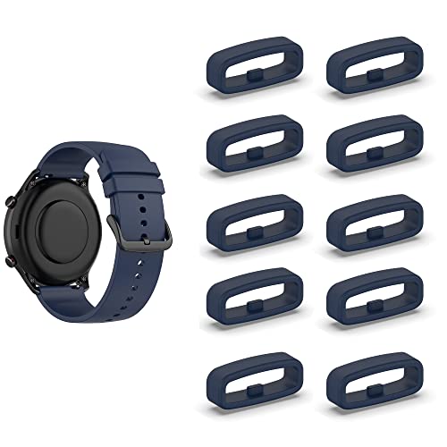 SMYAOSI Silikon Armbänder Schlaufe,Ersatzband Band Loops, Armband Schlaufe,10 Stück Uhrenarmband Halter Keeper Verschlussring Ersatz Schlaufen für Watch 18mm/20mm/22mm armband (18mm, Blau) von SMYAOSI