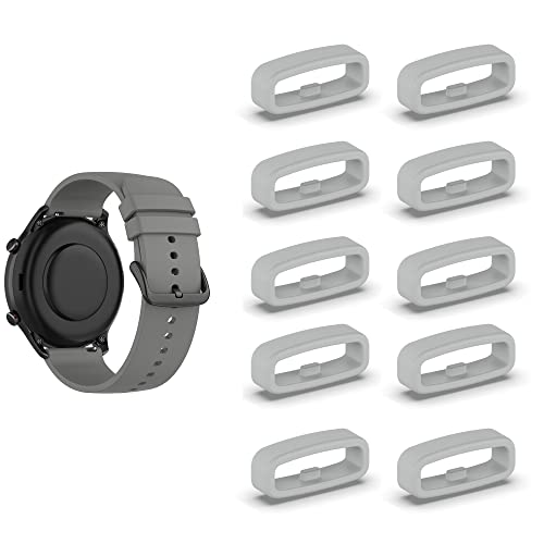 SMYAOSI Silikon Armbänder Schlaufe,Ersatzband Band Loops, Armband Schlaufe,10 Stück Uhrenarmband Halter Keeper Verschlussring Ersatz Schlaufen für Watch 18mm/20mm/22mm armband (18mm, Grau) von SMYAOSI