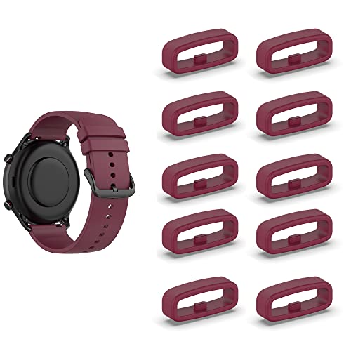 SMYAOSI Silikon Armbänder Schlaufe,Ersatzband Band Loops, Armband Schlaufe,10 Stück Uhrenarmband Halter Keeper Verschlussring Ersatz Schlaufen für Watch 18mm/20mm/22mm armband (18mm, Rot) von SMYAOSI