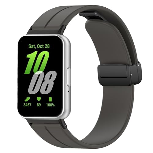 SMYAOSI Silikon Armband für Samsung Galaxy Fit 3 SM-R390, Männer Frauen Armbänder, Sport Magnetverschluss Armband für Samsung Galaxy Fit 3 SM-R390 Uhrenarmband (Dunkelgrau) von SMYAOSI