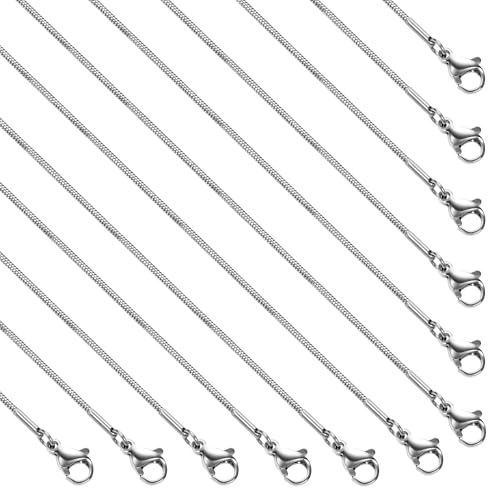 SMYHTGLIF 45,7 cm lange silberfarbene Edelstahlkette, 12 Stück, Schlangenkette, verstellbar, für Damen und Herren SMYHTGLIF 45,7 cm lange silberfarbene Edelstahlkette, 12 Stück, Schlangenkette, verstellbar, für Damen und Herren von SMYHTGLIF