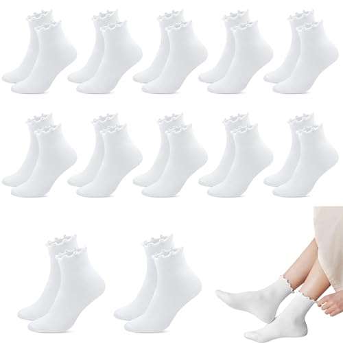 SMYJDMM Socken mit Rüschen Damen, 12 Paar WeißE RüSchen Socken, Söckchen mit Rüschen Damen Prinzessinnensocken Cute Socks Baumwolle Gestrickt Crew Söckchen Geschenk für Frauen Mädchen Liebhaber SMYJDMM Socken mit Rüschen Damen, 12 Paar WeißE RüSchen Socken, Söckchen mit Rüschen Damen Prinzessinnensocken Cute Socks Baumwolle Gestrickt Crew Söckchen Geschenk für Frauen Mädchen Liebhaber von SMYJDMM
