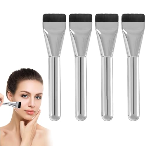Ultra Thin Foundation Brush, 4 Stück Flacher Foundation Pinsel, Puderpinsel für Flüssiger Fondation Damen Gesichtsbürste Premium Pinselhaare Foundation Make-up Pinsel für Cremige Liquid Powder von SMYJDMM