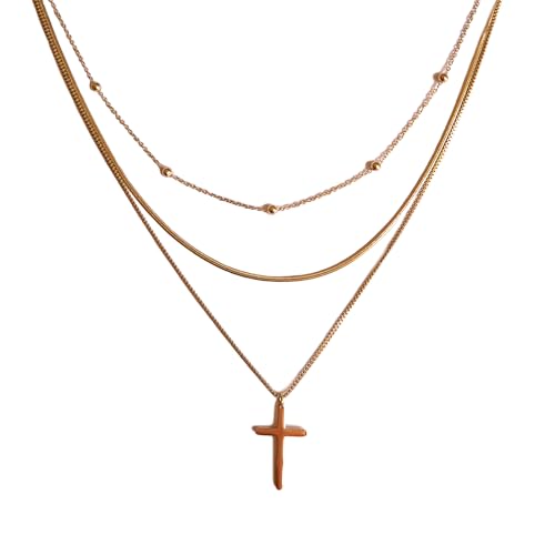 SMYKKO® HALSKETTE FATUM vergoldete Halskette mit Kreuzanhänger – Elegante Halskette für Damen in Gold‑Look mit Schmuckschatulle – Zeitloses Geschenk für Geburtstag, Muttertag, Hochzeit & besondere A von SMYKKO BY STEYER