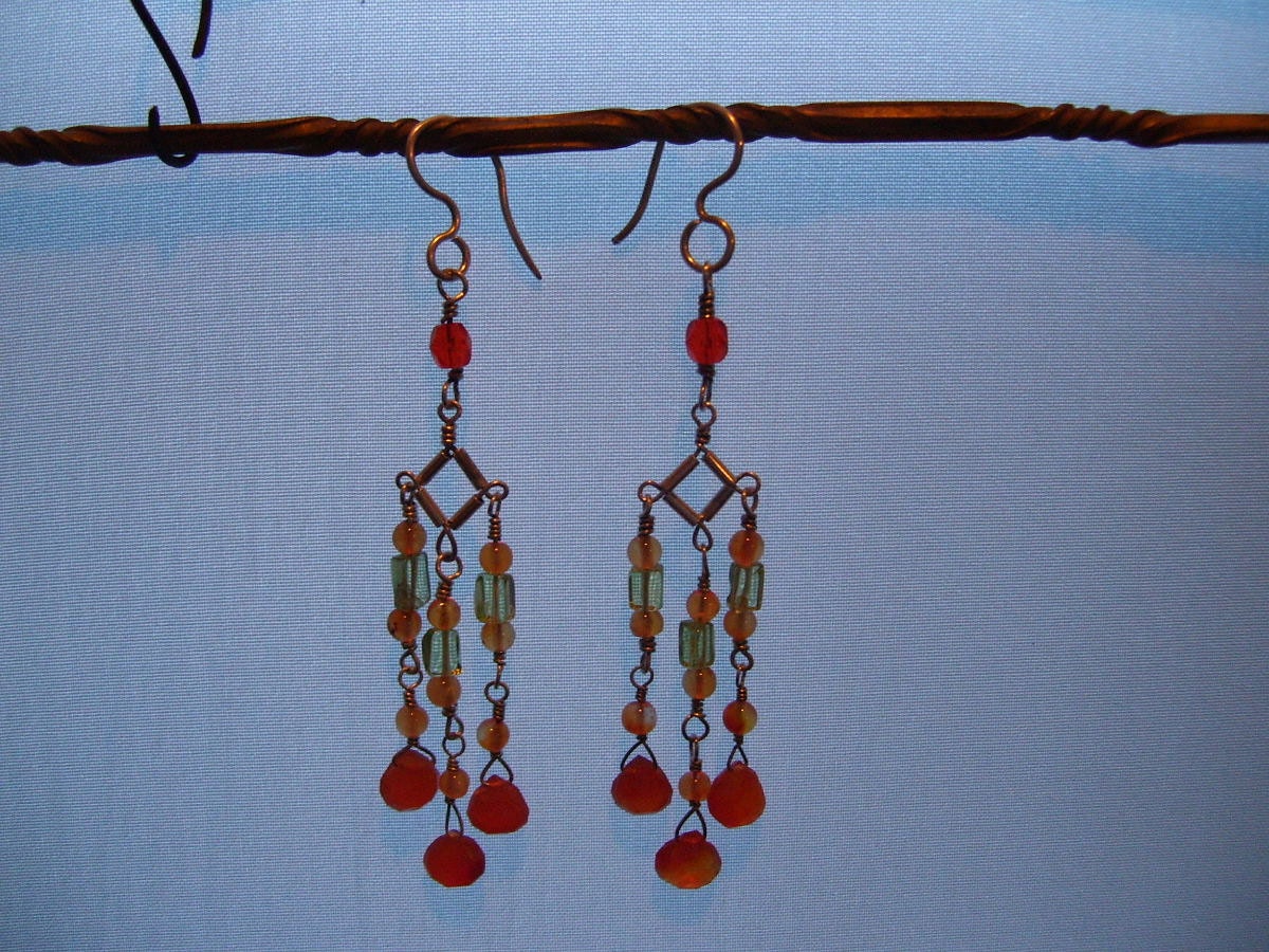 Orange Karneol, Handgefertigte Sterling Ohrringe, Peridot Und Carnealian Perlen W/Karneol Teardrops Orange Karneol, Handgefertigte Sterling Ohrringe, Peridot Und Carnealian Perlen W/Karneol Teardrops von SMaggieMarieHandmade