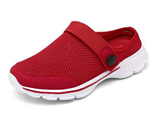 SMajong Clogs Kinder Hausschuhe Jungen Gartenschuhe Mädchen Pantoletten Atmungsaktive Sandale Sommer Strand Sandalen Rot 39 EU（Sohlengröße 40） von SMajong