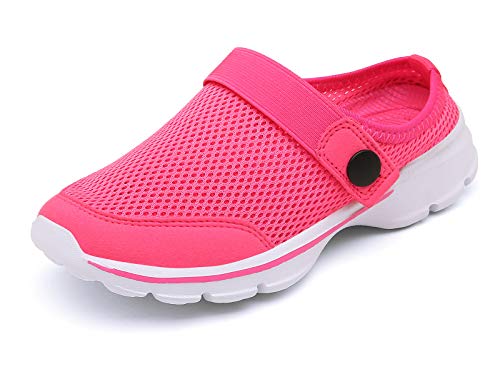 SMajong Clogs Kinder Hausschuhe Jungen Gartenschuhe Mädchen Pantoletten Atmungsaktive Sandale Sommer Strand Sandalen Pink 26 EU（Sohlengröße 27） von SMajong