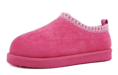 SMajong Damen Hausschuhe Herren Winter Gefüttert Schuhe Flache Plüsch Pantoffeln rutschfeste Pantoletten Clogs Slipper Outdoor Rose 41 EU von SMajong
