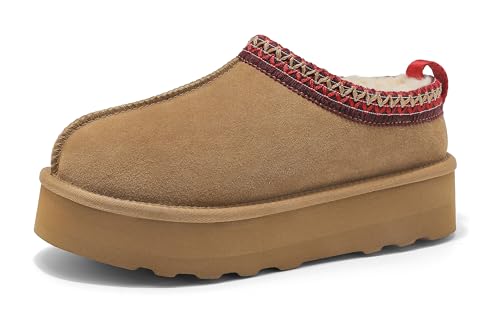SMajong Damen Hausschuhe Winter Warme Gefüttert Winterschuhe Flache Plüsch Schuhe Bequeme Pantoffeln Rutschfeste Slipper Braun 39 EU von SMajong
