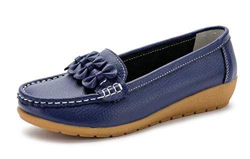 SMajong Damen Mokassins Schuhe Bootsschuhe Bequeme PU Leder Loafers Slip on Freizeitschuhe Flache Fahren Schuhe Slippers 35 EU (Etikettengröße 36) von SMajong