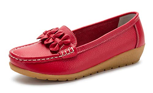 SMajong Damen Mokassins Schuhe Bootsschuhe Bequeme PU Leder Loafers Slip on Freizeitschuhe Flache Fahren Schuhe Slippers 38 EU (Etikettengröße 39) von SMajong