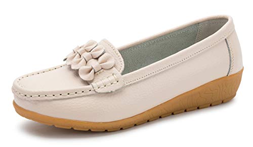 SMajong Damen Mokassins Schuhe Bootsschuhe Bequeme PU Leder Loafers Slip on Freizeitschuhe Flache Fahren Schuhe Slippers 36 EU (Etikettengröße 37) von SMajong