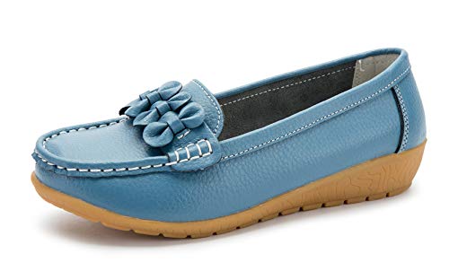 SMajong Damen Mokassins Schuhe Bootsschuhe Bequeme PU Leder Loafers Slip on Freizeitschuhe Flache Fahren Schuhe Slippers 41 EU (Etikettengröße 42) von SMajong