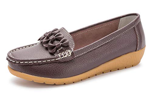 SMajong Damen Mokassins Schuhe Bootsschuhe Bequeme PU Leder Loafers Slip on Freizeitschuhe Flache Fahren Schuhe Slippers 35 EU (Etikettengröße 36) von SMajong