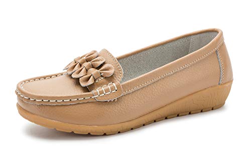 SMajong Damen Mokassins Schuhe Bootsschuhe Bequeme PU Leder Loafers Slip on Freizeitschuhe Flache Fahren Schuhe Slippers 34 EU (Etikettengröße 35) von SMajong