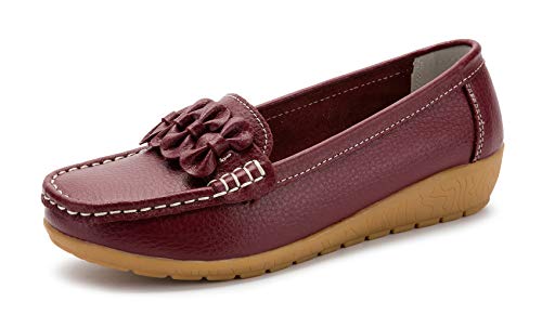 SMajong Damen Mokassins Schuhe Bootsschuhe Bequeme PU Leder Loafers Slip on Freizeitschuhe Flache Fahren Schuhe Slippers 38 EU (Etikettengröße 39) von SMajong