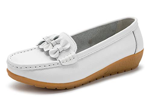 SMajong Damen Mokassins Schuhe Bootsschuhe Bequeme PU Leder Loafers Slip on Freizeitschuhe Flache Fahren Schuhe Slippers 38 EU (Etikettengröße 39) von SMajong