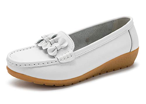 SMajong Damen Mokassins Schuhe Bootsschuhe Bequeme PU Leder Loafers Slip on Freizeitschuhe Flache Fahren Schuhe Slippers 39 EU (Etikettengröße 40) von SMajong