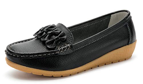 SMajong Damen Mokassins Schuhe Bootsschuhe Bequeme PU Leder Loafers Slip on Freizeitschuhe Flache Fahren Schuhe Slippers 43 EU (Etikettengröße 44) von SMajong