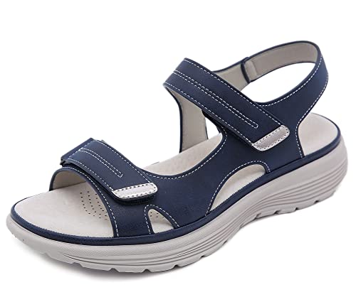 SMajong Damen Slingback Orthopädische Slide Sport Sandalen Bequeme Weiche Sohle Casual Damenschuhe Sommer Barfuss Sandalette, B Blau, 42 EU, A-SM0008BU42 von SMajong