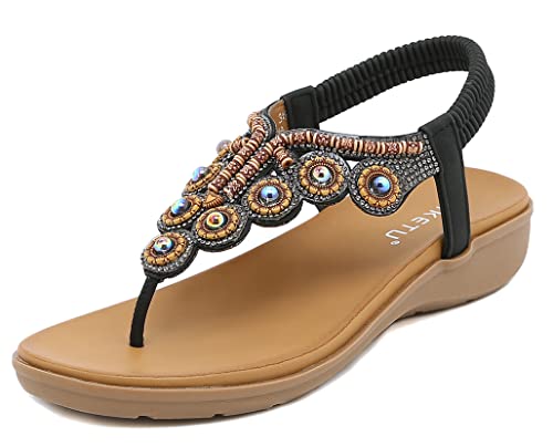 SMajong Damen Sommer Sandalen mit Strass Perlen Frauen Bohemian Sandals Freizeit Strand Sandalette Plattform Flip Flops B Schwarz 39 EU SMajong Damen Sommer Sandalen mit Strass Perlen Frauen Bohemian Sandals Freizeit Strand Sandalette Plattform Flip Flops B Schwarz 39 EU von SMajong