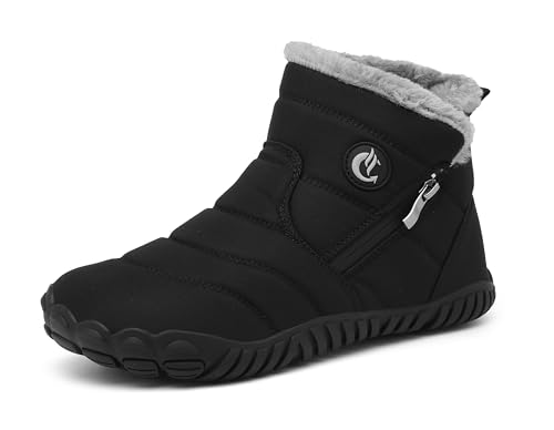 SMajong Damen Winterstiefel Warme Gefütterte Herren Winterschuhe Wasserdicht Plüsch Schneestiefel Winter Boots Schlupfstiefel Rutschfeste Kurzschaft Stiefel Outdoor Schwarz 40EU von SMajong