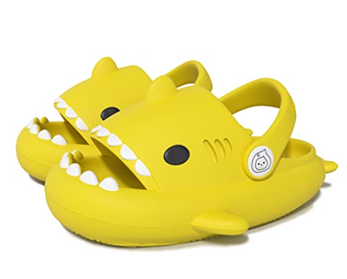 SMajong Hai Hausschuhe für Jungen Mädchen Shark Sildes Slippers Kinder Cloud rutschfeste Badeschlappen Sommer Dusch Badeschuhe Strand Sandalen A Gelb Gr.31-32 EU von SMajong