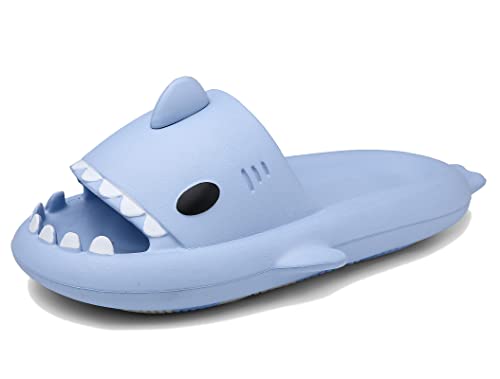 SMajong Hai Hausschuhe für Jungen Mädchen Shark Sildes Slippers Kinder Cloud rutschfeste Badeschlappen Sommer Dusch Badeschuhe Strand Sandalen Blau Gr.32-33 EU von SMajong