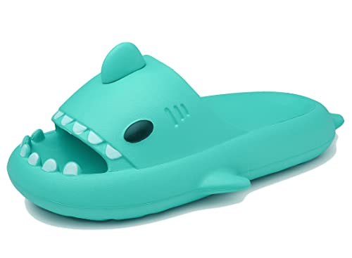 SMajong Hai Hausschuhe für Jungen Mädchen Shark Sildes Slippers Kinder Cloud rutschfeste Badeschlappen Sommer Dusch Badeschuhe Strand Sandalen Hellgrün Gr.35-36 EU von SMajong