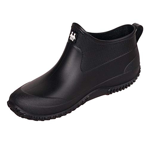 SMajong Herren Damen Gummistiefel Kurze rutschfeste Regenschuhe Regenstiefel Gefüttert Gartenschuhe wasserdichte Kurz Stiefel Alles schwarz Größe: 41 EU = Etikett 42 von SMajong