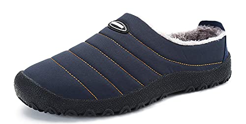SMajong Herren Damen Hausschuhe Gefüttert Warme Winter Pantoffeln Winterschuhe Slip-On Plüsch Pantoletten Clogs Wasserdicht rutschfeste Outdoor Slipper Blau 38 EU von SMajong
