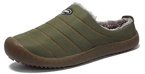 SMajong Herren Damen Hausschuhe Gefüttert Warme Winter Pantoffeln Winterschuhe Slip-On Plüsch Pantoletten Clogs Wasserdicht rutschfeste Outdoor Slipper 42 EU Kamel von SMajong