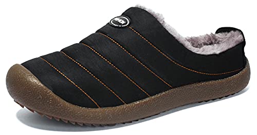 SMajong Herren Damen Hausschuhe Gefüttert Warme Winter Pantoffeln Winterschuhe Slip-On Plüsch Pantoletten Clogs Wasserdicht rutschfeste Outdoor Slipper 48 EU von SMajong