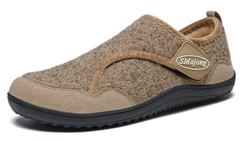 SMajong Herren Damen Winter Hausschuhe Warme Bequem Pantoffeln Rutschfest Leichte Schuhe Filz Geschlossene Slippers Indoor Outdoor Braun 40 EU von SMajong