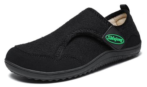 SMajong Herren Damen Winter Hausschuhe Warme Bequem Pantoffeln Rutschfest Leichte Schuhe Filz Geschlossene Slippers Indoor Outdoor Schwarz 41 EU von SMajong