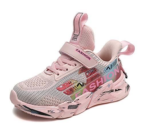 SMajong Schuhe Jungen Kinder Turnschuhe Mädchen Atmungsaktiv Sneaker Hallenschuhe Sportschuhe Laufschuhe Rosa 34 EU von SMajong