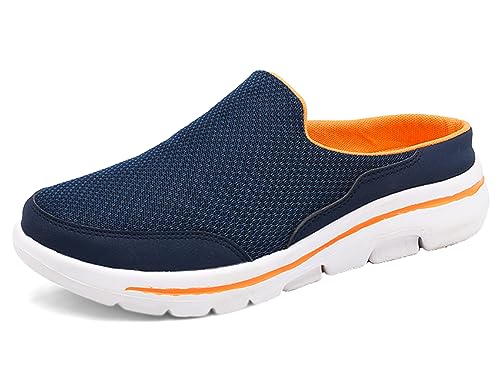 SMajong Weiche Pantoffeln Damen Herren Hausschuhe Atmungsaktive Clogs Leichte Slip On Mule rutschfest Gartenschuhe Pantoletten für Indoor Outdoor C-Blau orange,Gr.47 von SMajong