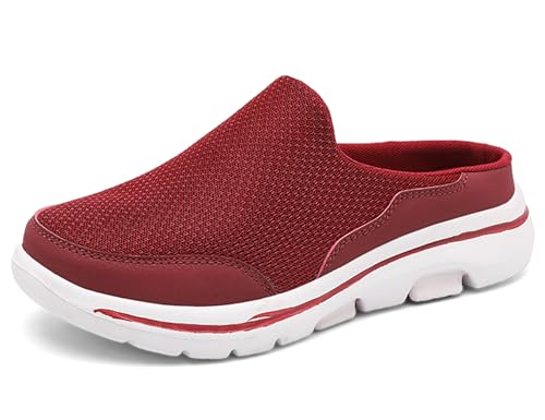 SMajong Weiche Pantoffeln Damen Herren Hausschuhe Atmungsaktive Clogs Leichte Slip On Mule rutschfest Gartenschuhe Pantoletten für Indoor Outdoor Weinrot Gr.41 von SMajong