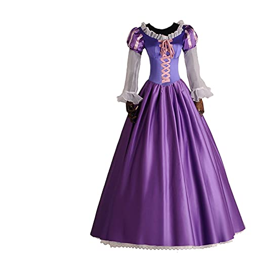 SMchwbc Cosplay Erwachsene Frauen Prinzessin Rapunzel Cosplay Kostüm DramaKostüm Mädchen Frauen Kostüm Lila Schnürballkleid Partykleid Dienstmädchen-Outfit (Color : Dress and Wig, Size : S) von SMchwbc