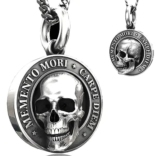 SMchwbc Memento Mori Schädel-Halsketten-Anhänger Halloween Carpe Diem Skull Pendant, Memento Mori Skull Pendant Totenkopf Skull Kette mit Anhänger Skull Necklace for Men SMchwbc Memento Mori Schädel-Halsketten-Anhänger Halloween Carpe Diem Skull Pendant, Memento Mori Skull Pendant Totenkopf Skull Kette mit Anhänger Skull Necklace for Men von SMchwbc