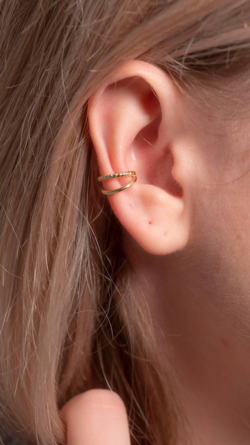 Geflochtene Gold-Ohrklemme Edelstahl, Kein Piercing von SMinimal