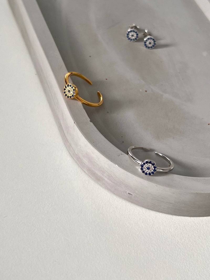 Evil Eye Ring-Gold Ring-Solidar Gold Ring-Massiv Sterling Silber 925-Vermeil-Minimalistic Ring-Zierliche Schmuck-Wasserdicht Ringe-Winzig von SMinimal