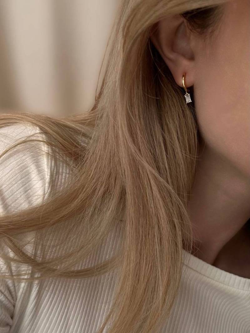 Gold Creolen - Baumeln Silber Ohrringe - 925 Sterling Silber - Minimalist Stacking Waterpoof Geschenk - Zierliche Ear21 von SMinimal