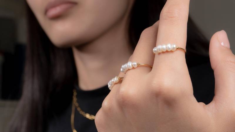 Perlenring-Silberring Mit Perlen-Gold Minimalist Ring-Geschenk Für Her-Natürliche Süßwasser Perle Ring-Elegant Verbindung Ring-Handgemachter von SMinimal