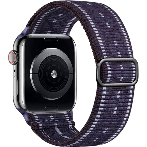 Dehnbares Solo-Loop-Armband für Apple Watch SE, 44 mm, 40 mm, 41 mm, 45 mm, 38 mm, 49 mm, für Damen und Herren, weiches Nylon, elastisch, geflochtenes Sportarmband für iWatch-Bänder Serie 9, 8, 7, 6, von SNBLK