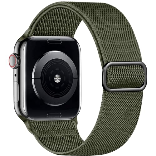 Dehnbares Solo Loop-Armband für Herren, kompatibel mit Apple Watch, 41 mm, 44 mm, 40 mm, 45 mm, 38 mm, 49 mm, 42 mm, weiches Nylon, elastisch, geflochtenes Sportarmband für iWatch-Bänder Serie 9, 8, von SNBLK