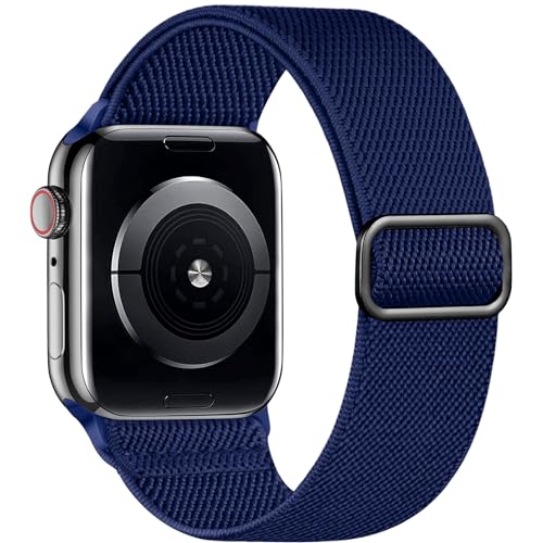 Dehnbares Solo Loop Armband für Herren, kompatibel mit Apple Watch SE 2. Generation, 40 mm, 41 mm, 38 mm, 44 mm, 45 mm, 49 mm, 42 mm, weiches Nylon, elastisch, geflochtenes Sportarmband für iWatch von SNBLK